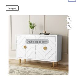 New in box 48" Modern Accent Sideboard Buffet Cabinet with 4 Doors & Shelves, Credenza for Living Room Storage,White, YJJ240064