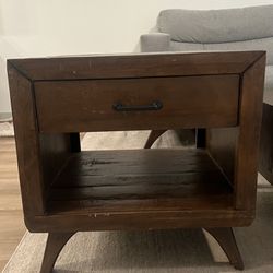 Real Wood Brown Side Table Or Nightstand 