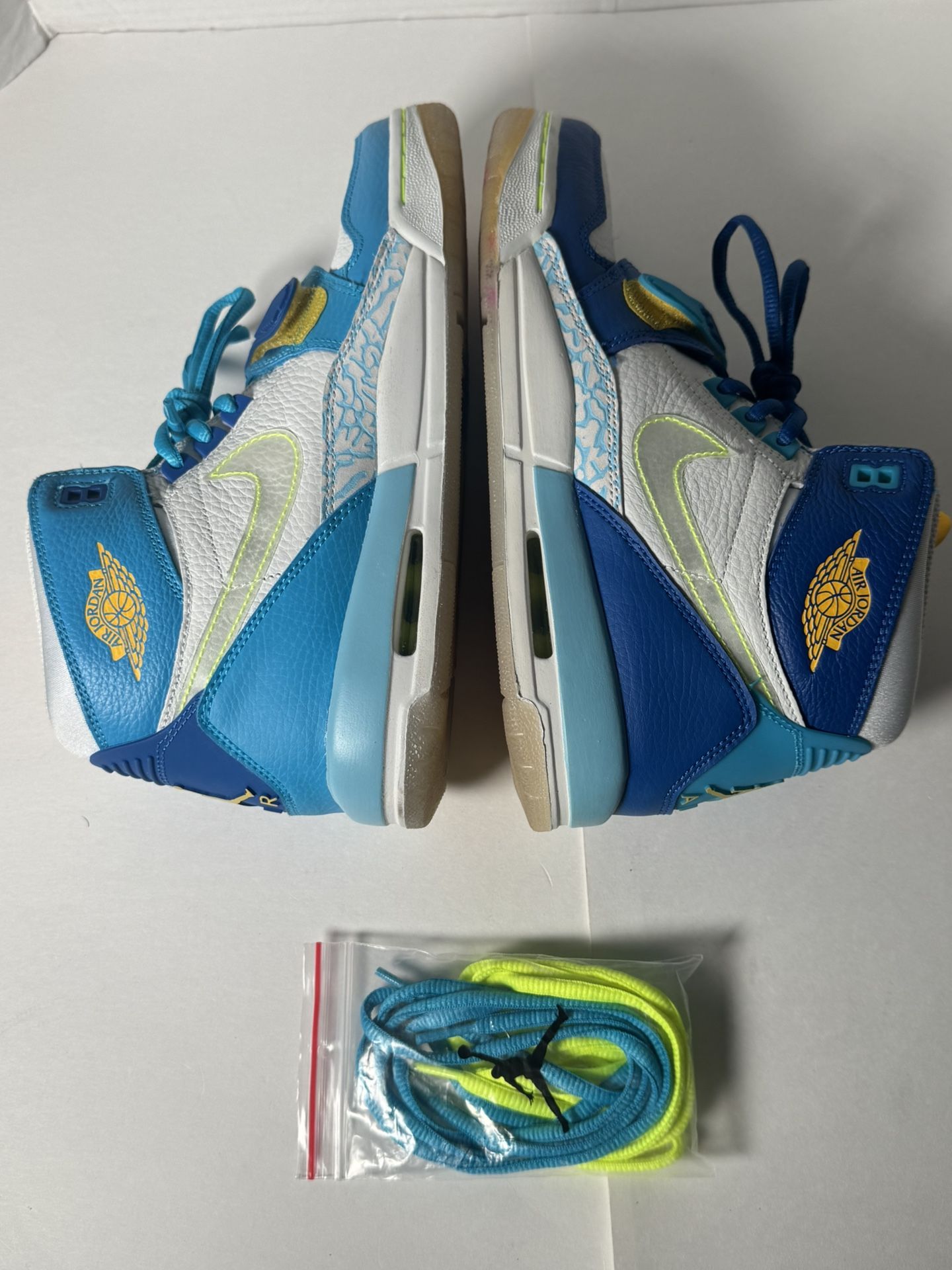 Pre Owned Good No Box Nike Air Jordan Legacy 312 Fly Royal Blue UNC Blue Yellow Volt Style Code C14446-400 GS Youth Size 7Y