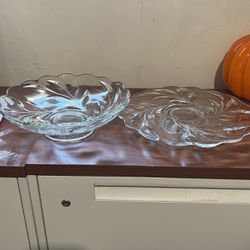 Vintage Glass Bowl & Platter