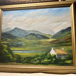 Original Adelaide Finch Royle Oil Painting - Irish Cottage Landscape - Framed