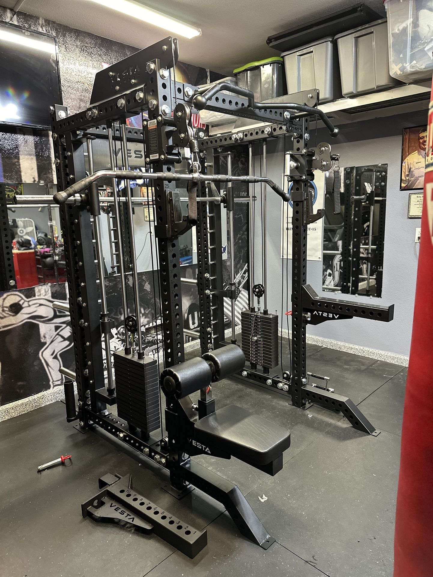 Vesta Fitness PRO SERIES Ultimate Half Rack Functional Trainer w/Smith Machine Bar | 320lb Stack | Gym Equipment | Fitness | Commercial | Squat Rack 