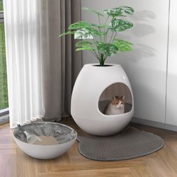 Hidden Cat Litter Box with Plant Topper
