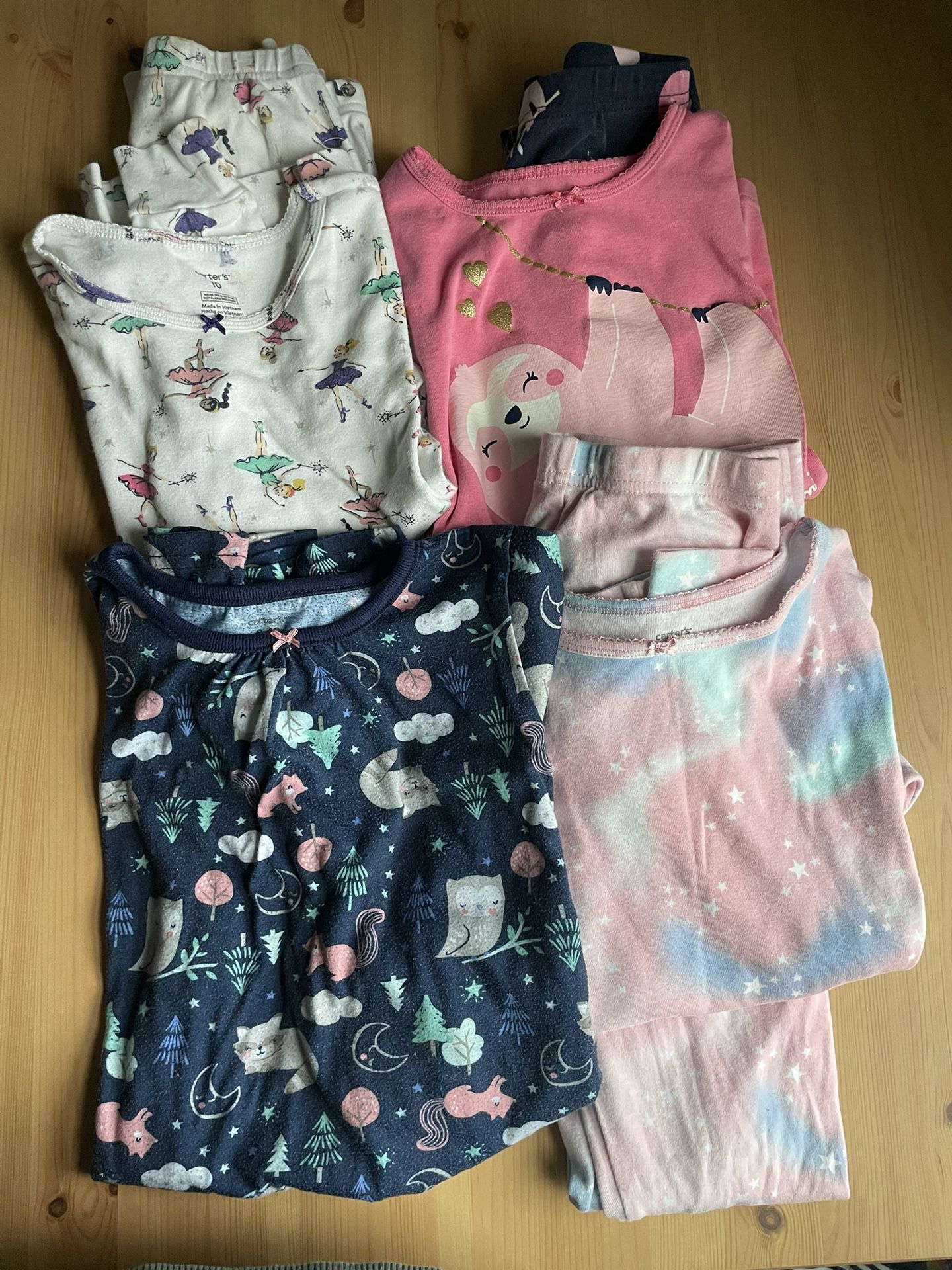 Carter’s Girls 8/10 Pajamas Sleepwear Lot 2 Piece Plus Nightgown