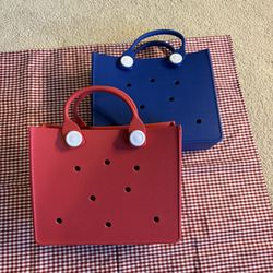 527-PRTT New Red or Blue EVA Waterproof Beach Bag, Short Handles, Comfortable To Carry