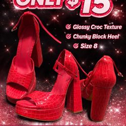 Hot pink Croc Embossed Platform Heels