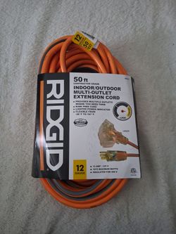 Ridgid ,50ft indoor/ Outdoor  Multi Outlet Extensión  Cord