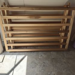 Folding queen size mattress frame and mattress