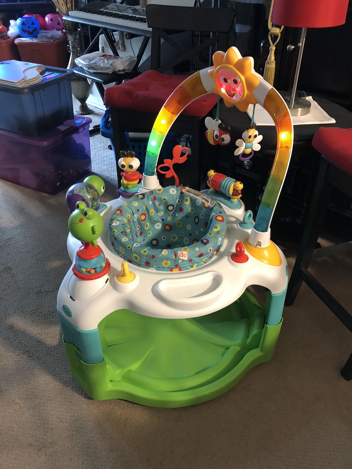 Bright Starts-Laugh & Lights Activity Gym and Saucer-Green-Great Condition!