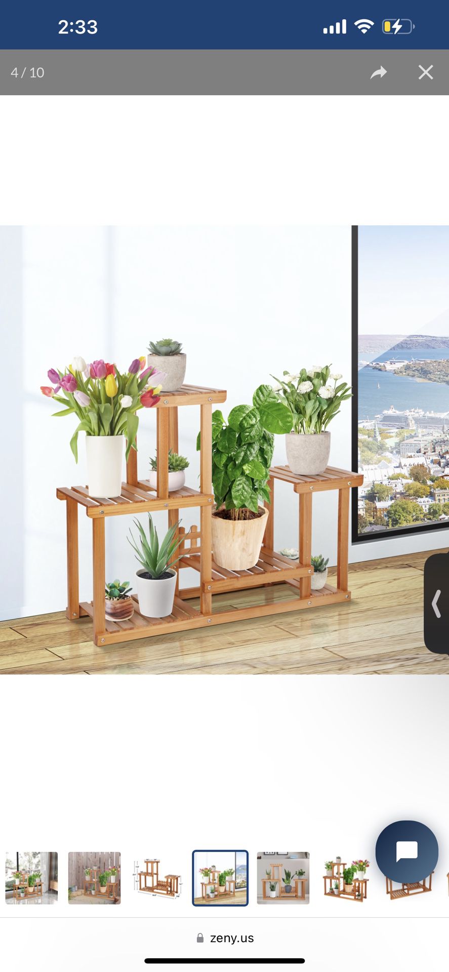 Wood Plant Stand Indoor Outdoor Flower Shelf Rack, 3 Tiers 7 Potted Ladder Plant Holder