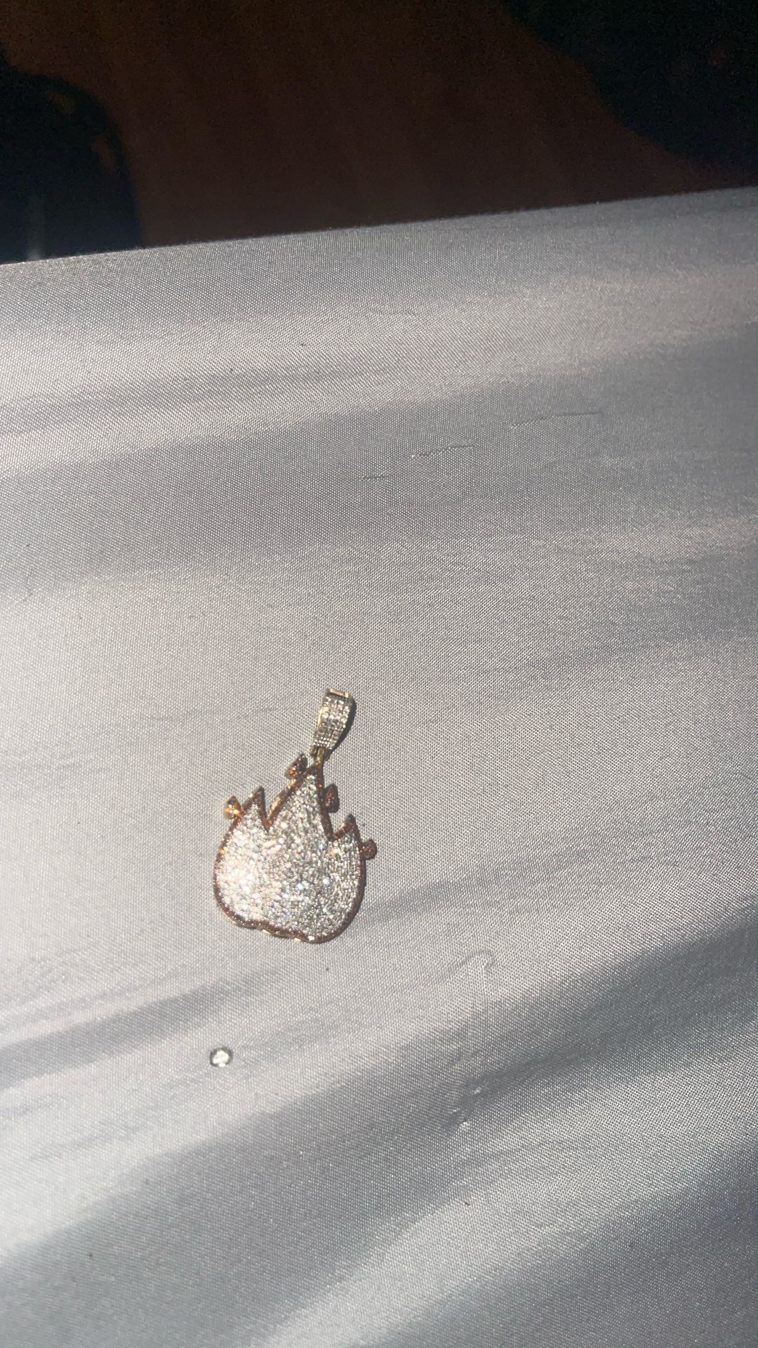 🔥 10K Gold Flame Pendant – Iced & Real Gold!