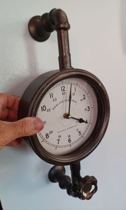 #1660, Steampunk pipe wall clock.