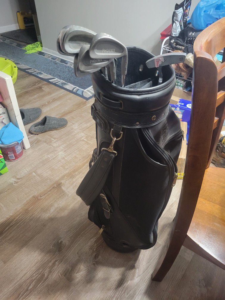 Golf Bag, Irons And Putter