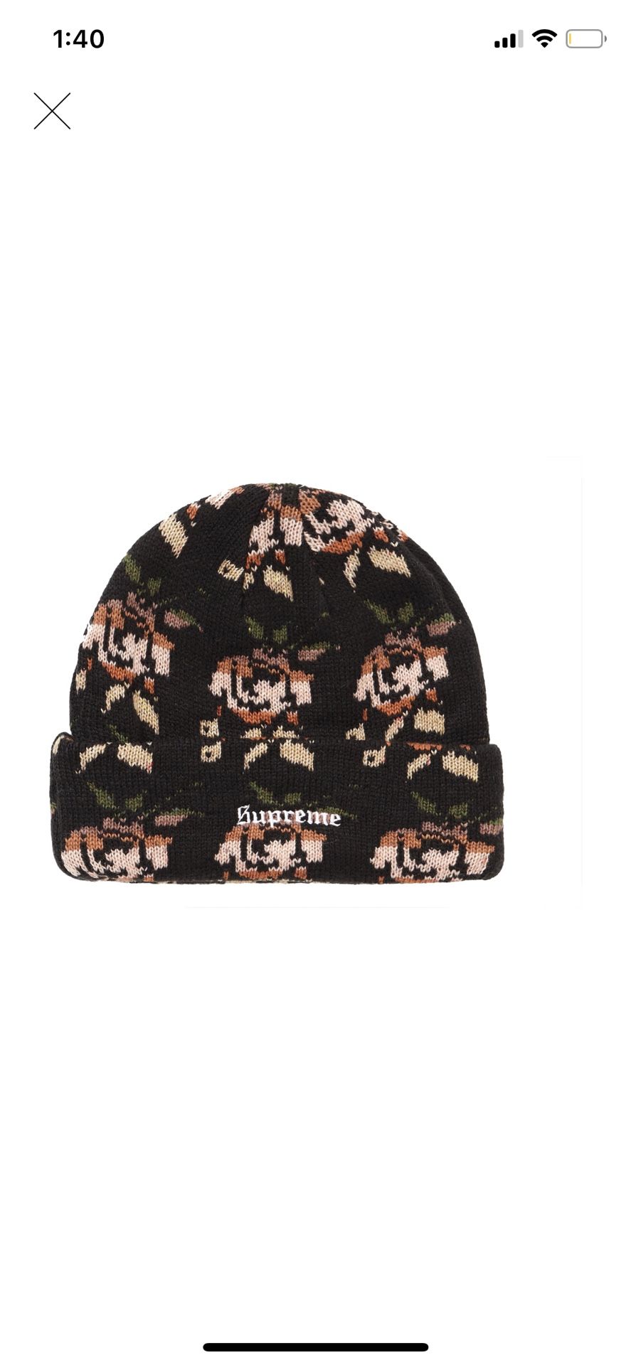 Supreme Rose Jacquard black beanie