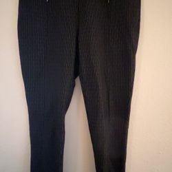 XL Pinstriped Black Stretch Pants