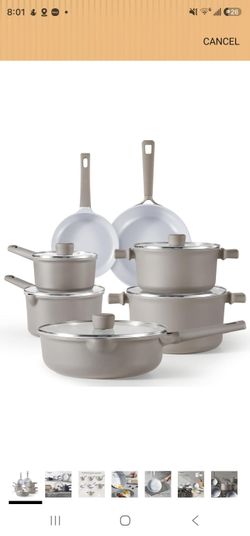 CAROTE Ceramic Cookware Set 12 Piece, Healthy & PFOA/PFAS Free, Nonstick Pots and Pans Set, Induction-Compatible, Taupe