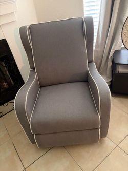 Gray Accent Chair with Footrest