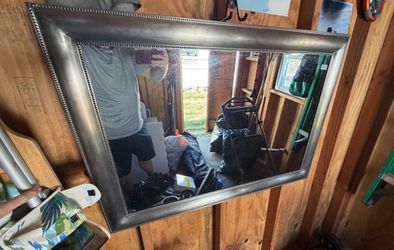 Large Silver Framed Wall Mirror - 42" x 30"