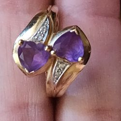 14k Gold Large Amethyst Ring