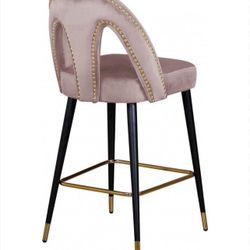 2 Pink Velvet Counter Stools 