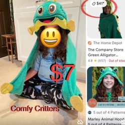 $7 like New Fish Comfycritters hooded Blanket/cape costume