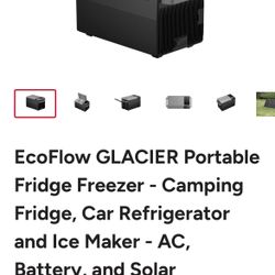 EcoFlow GLACIER Portable Fridge Freezer - Camping Fridge, Car Refrigerator and Ice Maker - AC, Battery, and Solar Powered Options for Travel and Campi