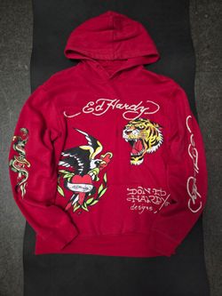 Ed Hardy eagle tiger pull over hoodie