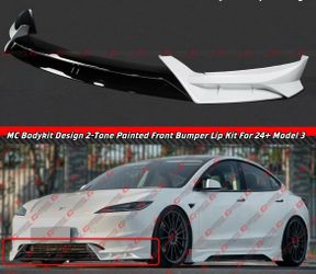 24-26 Tesla Model 3 Highland MC Design Pearl White Black Front Lip
