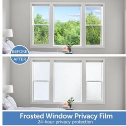 Frosted Window Privacy Film - Non Adhesive Static Cling Glass Stickers Sun UV Blocking Heat Control Door Covering Decals for Home Office, 23.6 x 78.7 