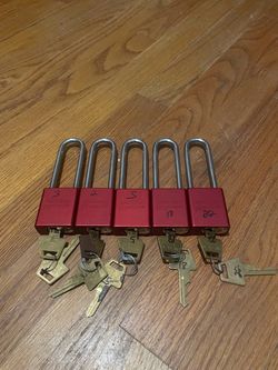 American Lock Red Padlocks with Keys – Set of 5