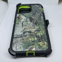 For iPhone 13 Pro Max Green Camo Case With Belt Clíp Holster 