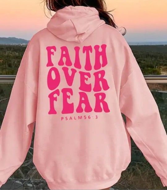 Brand New, Pink "Faith Over Fear" hoodie