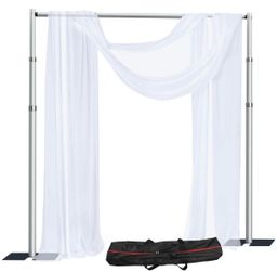 SLOW DOLPHIN 10x 10ft Pipe And Drap Backdrop Stand Kit,Heavy Duty Adjustable Frame Backdrop Stand For Event, Birthday Party, Displays And Wedding Deco
