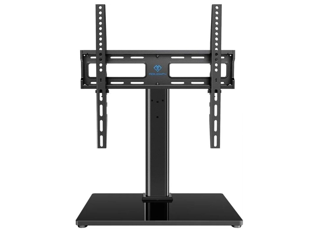 Swivel Universal TV Stand/Base - Table Top TV Stand for 32-60 inch LCD LED TVs - Height Adjustable TV Mount Stand with Tempered Glass Base