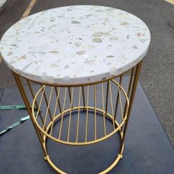 Terrazzo  Faux Marble Coffee Table End Table Set Of 2 Gold Or Black 