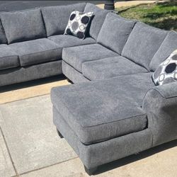 Brand New Artisanal Charcoal Grey 3pc Sectionals 