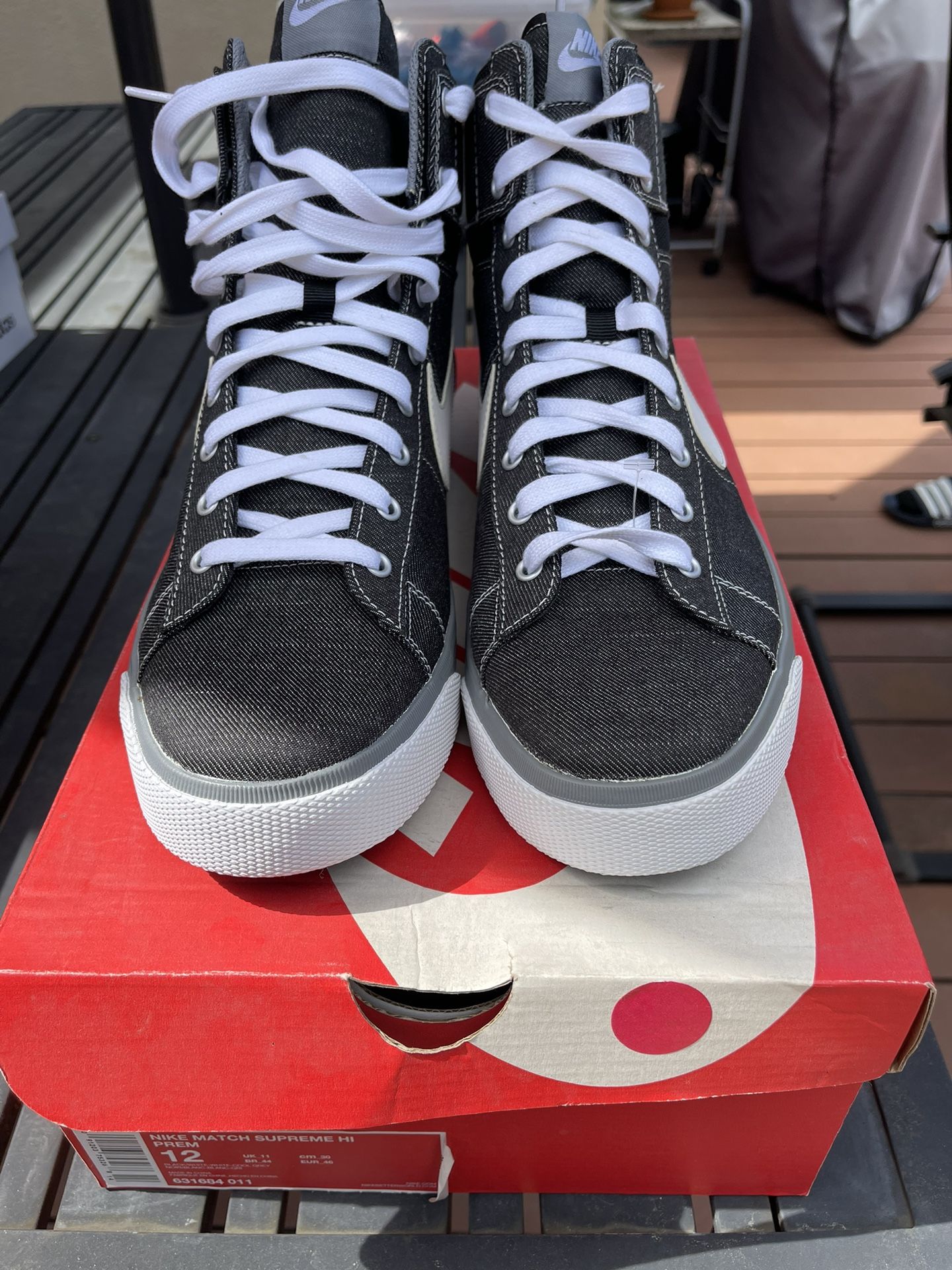 Nike Match Supreme High Top Denim Shoes New Size 12 Men s shoes