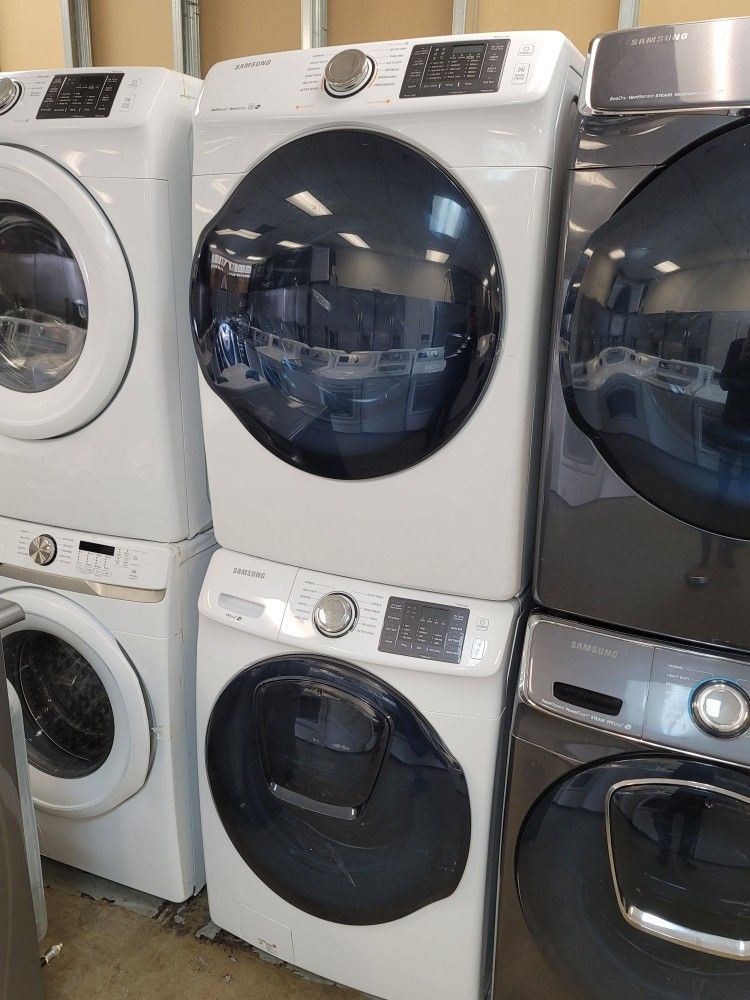 Samsung AddWash Front Loading Washer And Stackable Gas Dryer Set