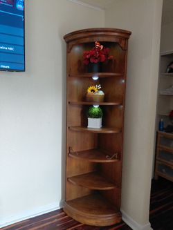 Corner real oak wood nic-nac or book viewing