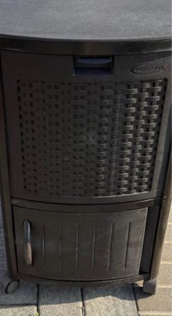 Outdoor sun cast cooler with storage