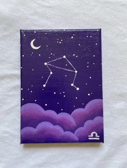 Custom Libra Zodiac Constellation Sky Handmade Acrylic Canvas By Original Artist
