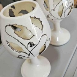 Home Decor Candle Wine Glasses (pair)