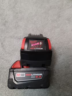 2 Milwaukee M18 Batteries lot Of 2/5.0/4.0xc