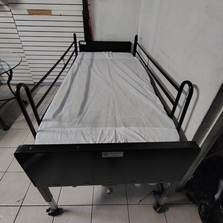 Drive Medical Delta Ultra Light Semi Electric Hospital Bed Mattress, Full Rails & Foam