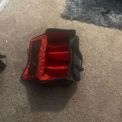 Black Duffel Bag with Red Interior