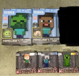 Minecraft Paladone Icons Lights & Jada Die-Cast Figures Bundle