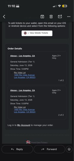 Alesso 2x GA Ticket