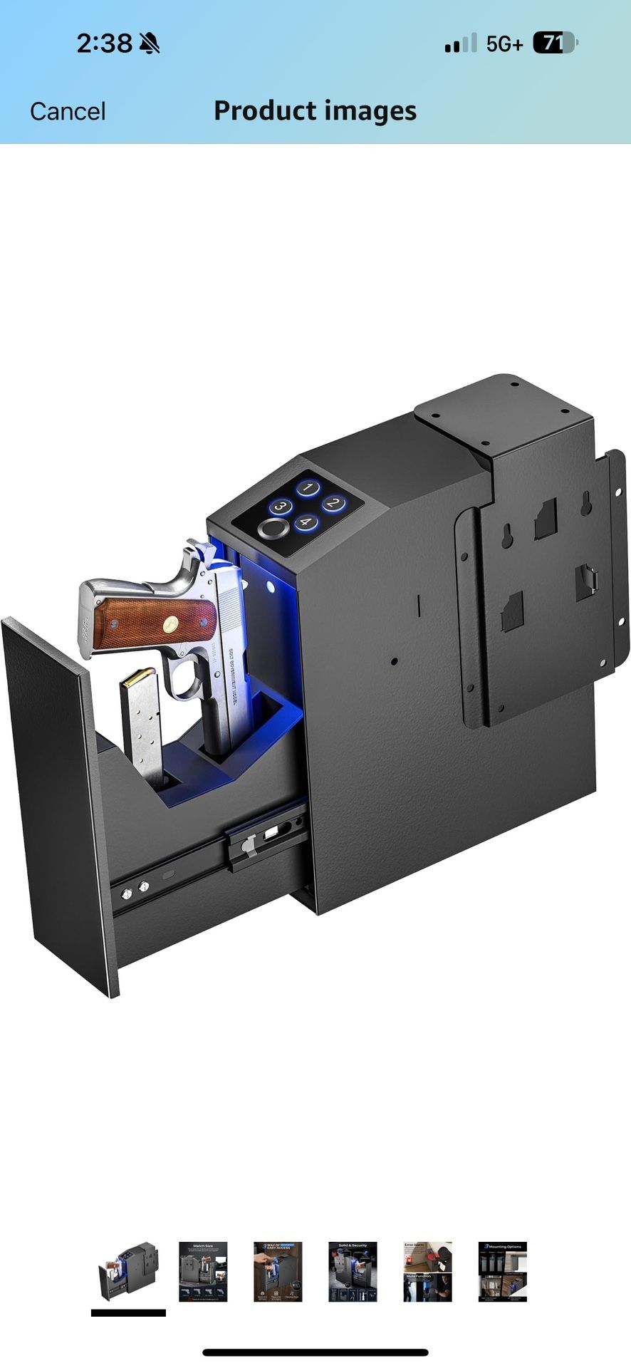 TOMEDA Biometric Slider Handgun Gun Safe for Pistols Nightstand, Desk, Bed Side,Truck - Auto Sliding Door Hand Gun Safe for Pistol -with Fingerprint,