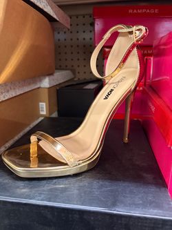 Fashion Nova Gold Strappy Stiletto Heel
