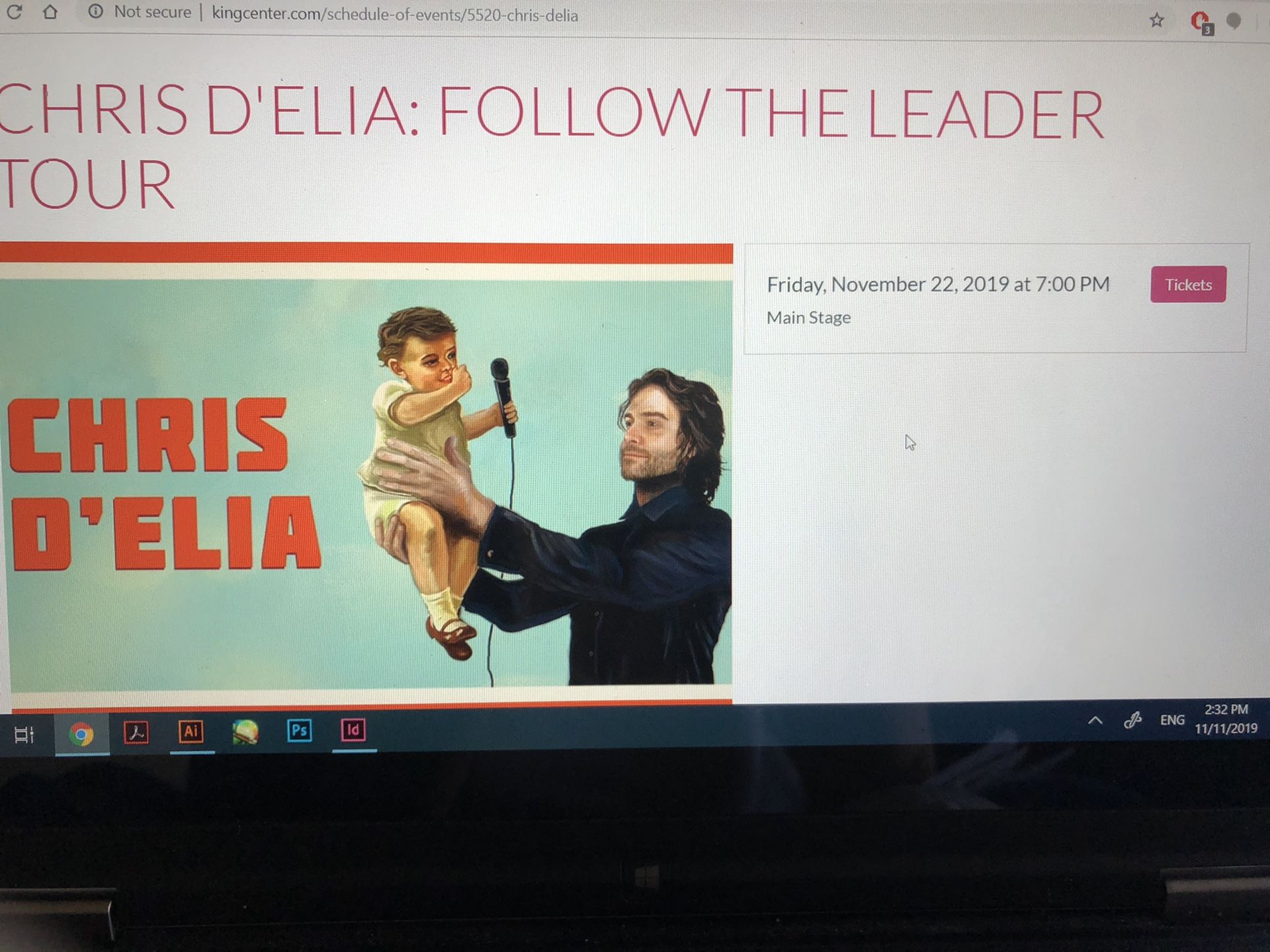 CHRIS DELIA MELBOURNE TOUR CENTER TICKETS